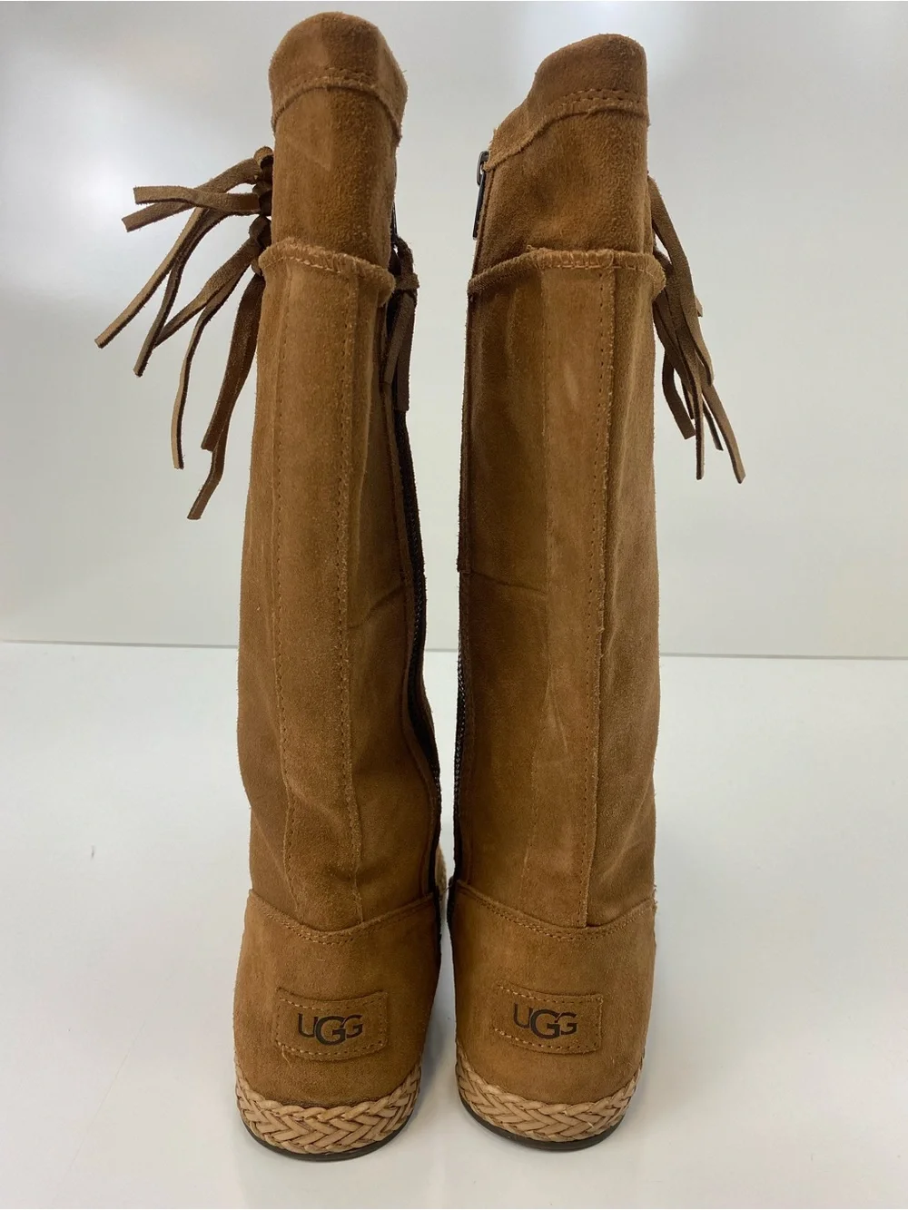 UGG Women's Chestnut Suede Tall Fringe Zip Boots